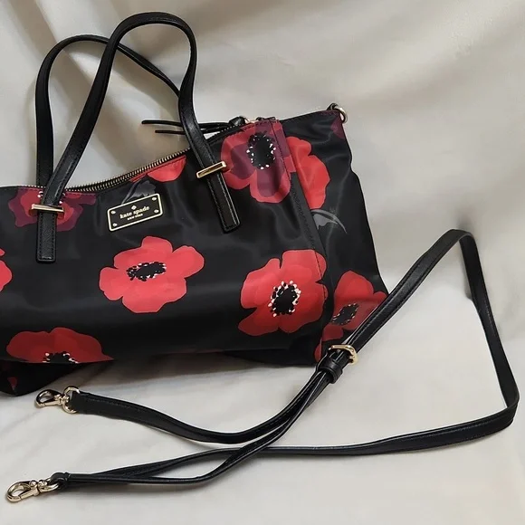 Kate Spade Wilson Road Poppy Alyse Nylon Floral Satchel Tote - Picture 15 of 16